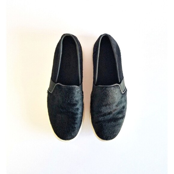 VINCE Women's Black Calf Hair Slip On Sneakers Sz 6 36 Flat Slip On Pony - Picture 14 of 14